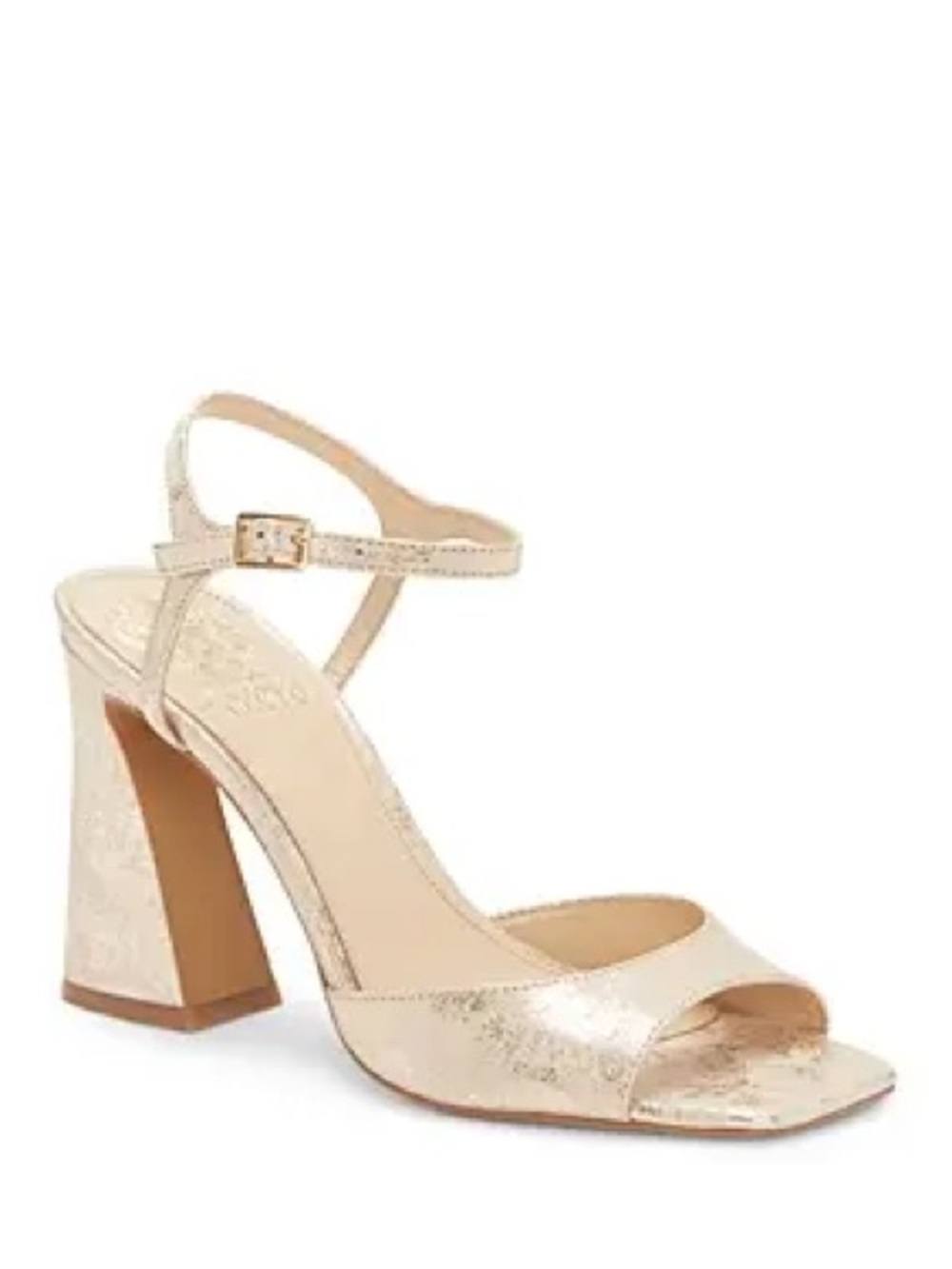 Vince Camuto Metallic Gold Ankle-Strap Block Heels